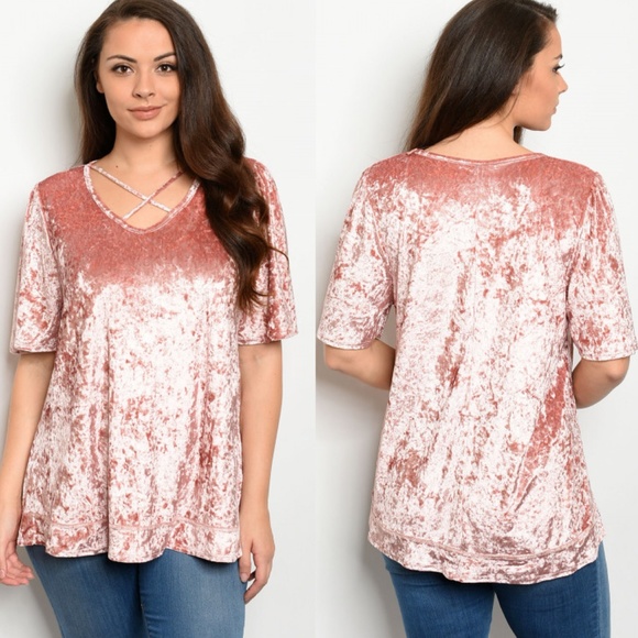 Tops Mauve Pink Velvet Plus Size Top Shirt Blouse Poshmark